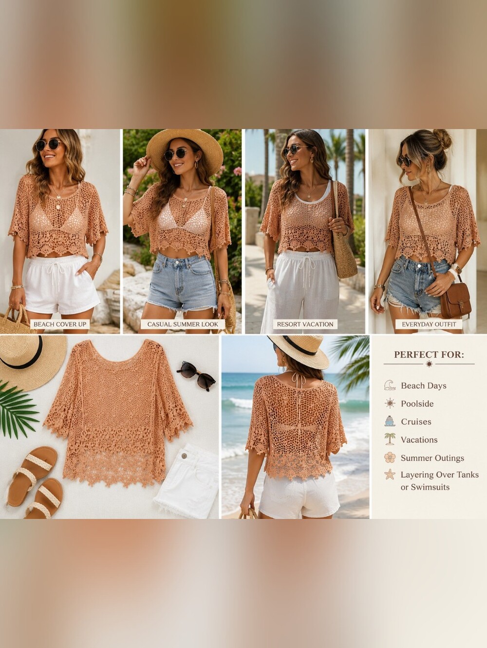 Crochet Lace Boho Top / Swim Cover-Up – Women's Size Medium